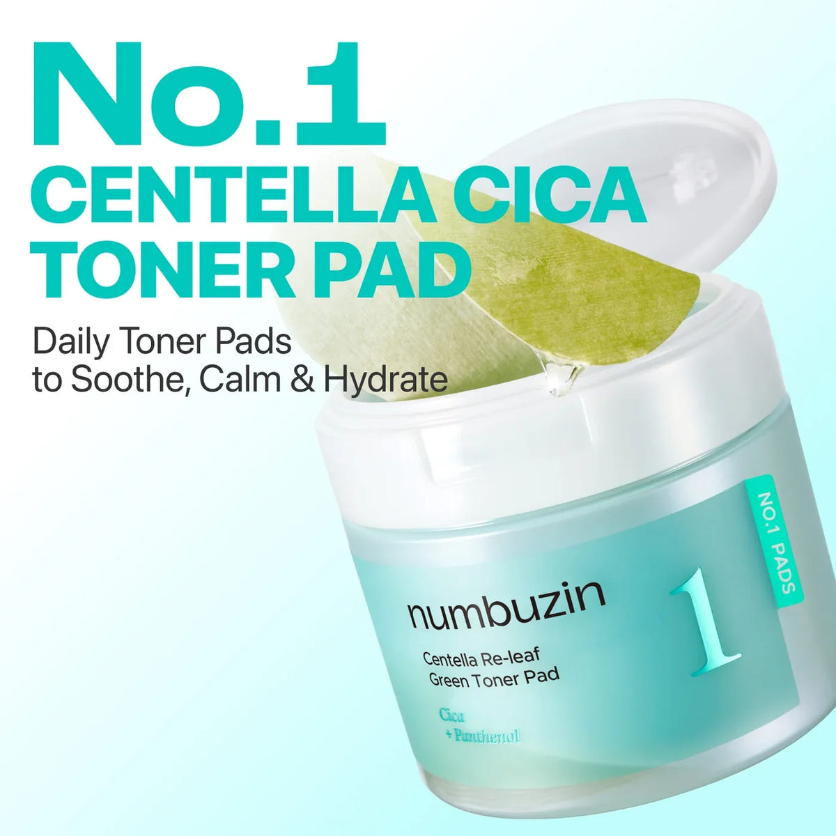 Numbuzin No.1 Centella Re-Leaf Green Toner Pads