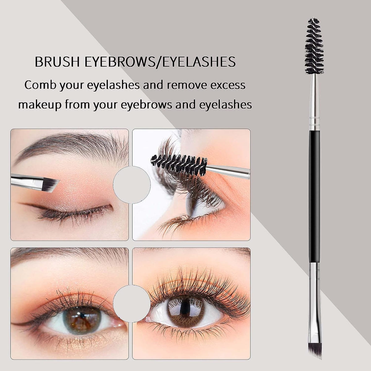 BEILI 2 In 1 Eye Angled Eyebrow and Spoolie Brush