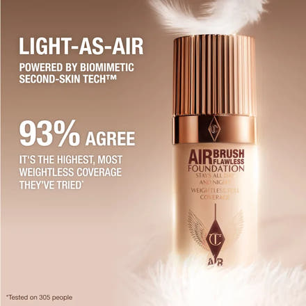 Charlotte Tilbury Airbrush Flawless Foundation + Tarte™ Shape tape radiant concealer