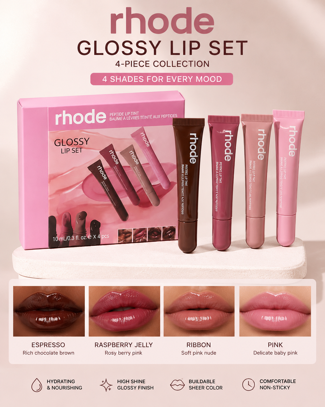 Rhode Glossy Lip Set 4 colors  - limited edition